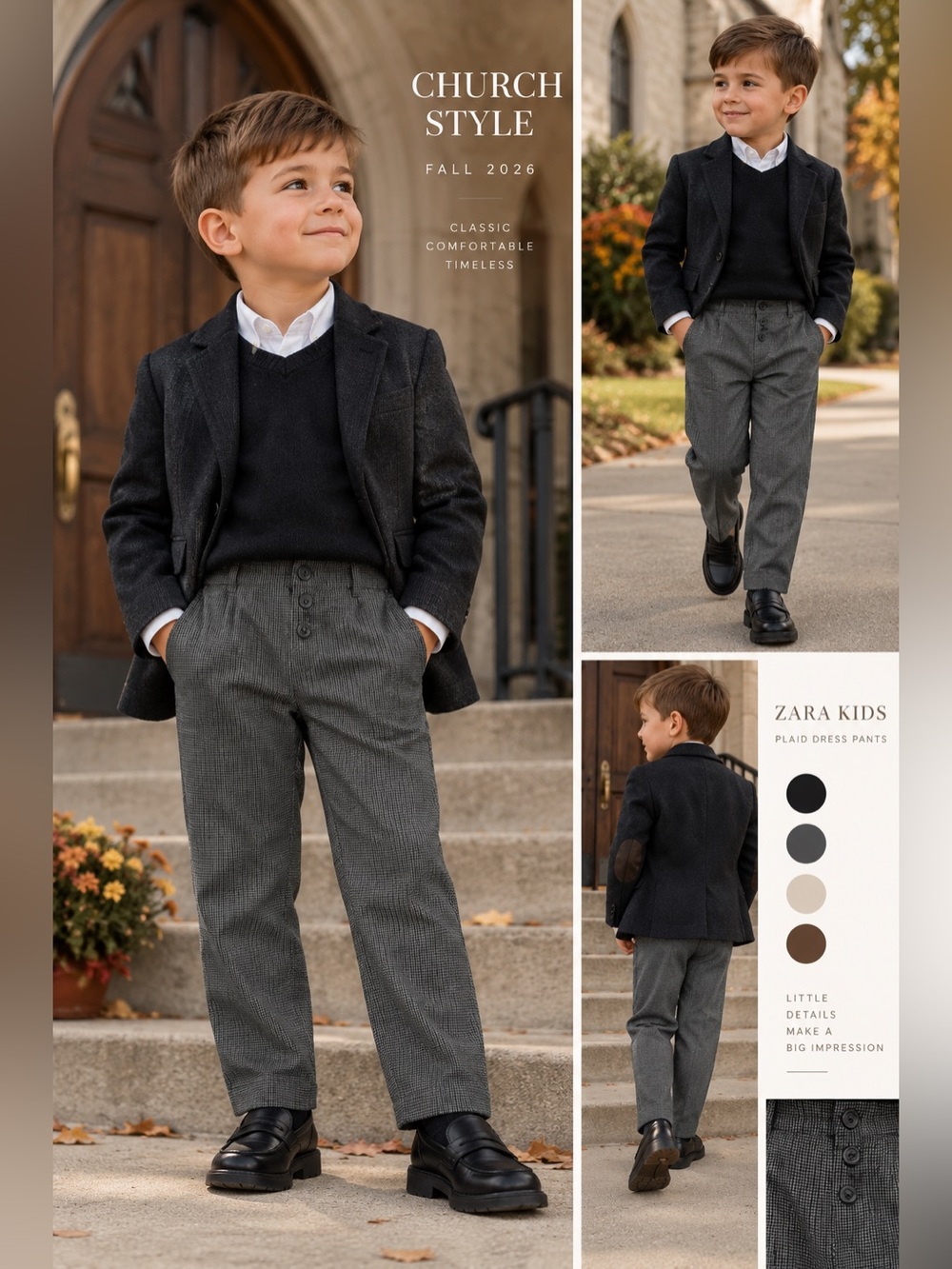 Zara kids plaid dress pants 4-5 size boys